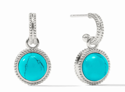 Silver Fleur-de-Lis Hoop &amp; Charm Earring
