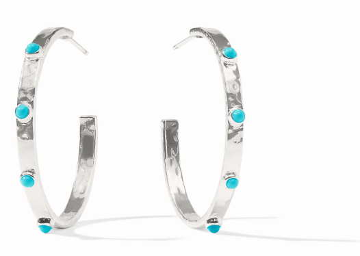 Silver Crescent Stone Hoop