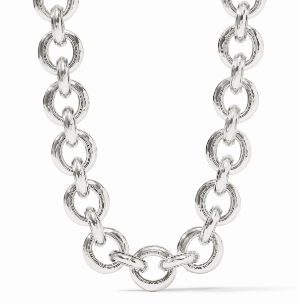 Silver Cannes Link Necklace