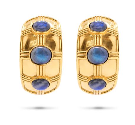 Cleopatra Bold Hoop Earring Blue Labradorite