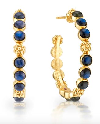 Berry Gem Md Hoop Earrings Blue Labradorite