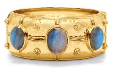 Cleopatra Grande Hinged Bangle Blue Labradorite