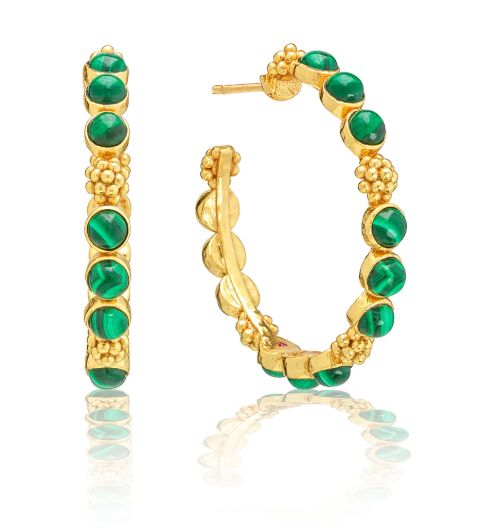 Berry Gem Md Hoop Earrings Malachite
