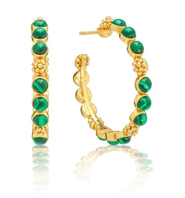 Berry Gem Md Hoop Earrings Malachite
