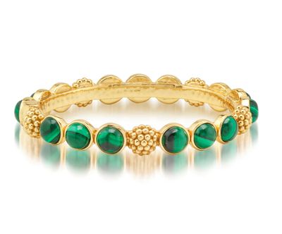 Berry Gem Hinged Bangle Malachite Berry