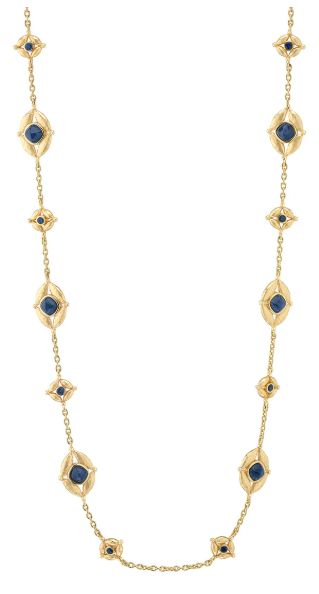 Mystic Eye Double Sided Necklace 32in Blue Lab/Green Onyx