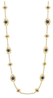 Mystic Eye Double Sided Necklace 32in Blue Lab/Green Onyx