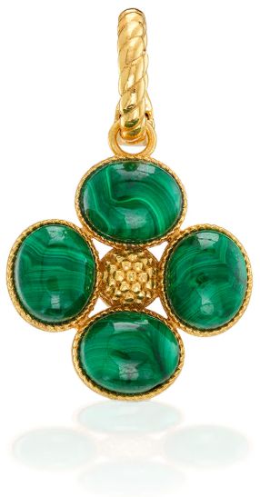 Berry Clover Double Sided Pendant Malachite