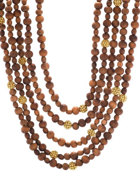 Earth Goddess Beads 5 Strand Teak Necklace