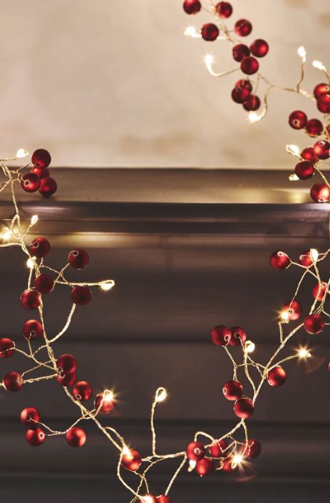 Red Berry garland LED lights 