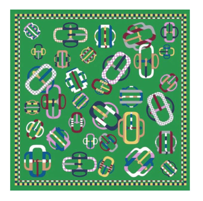 Buckle Up Silk Scarf Green