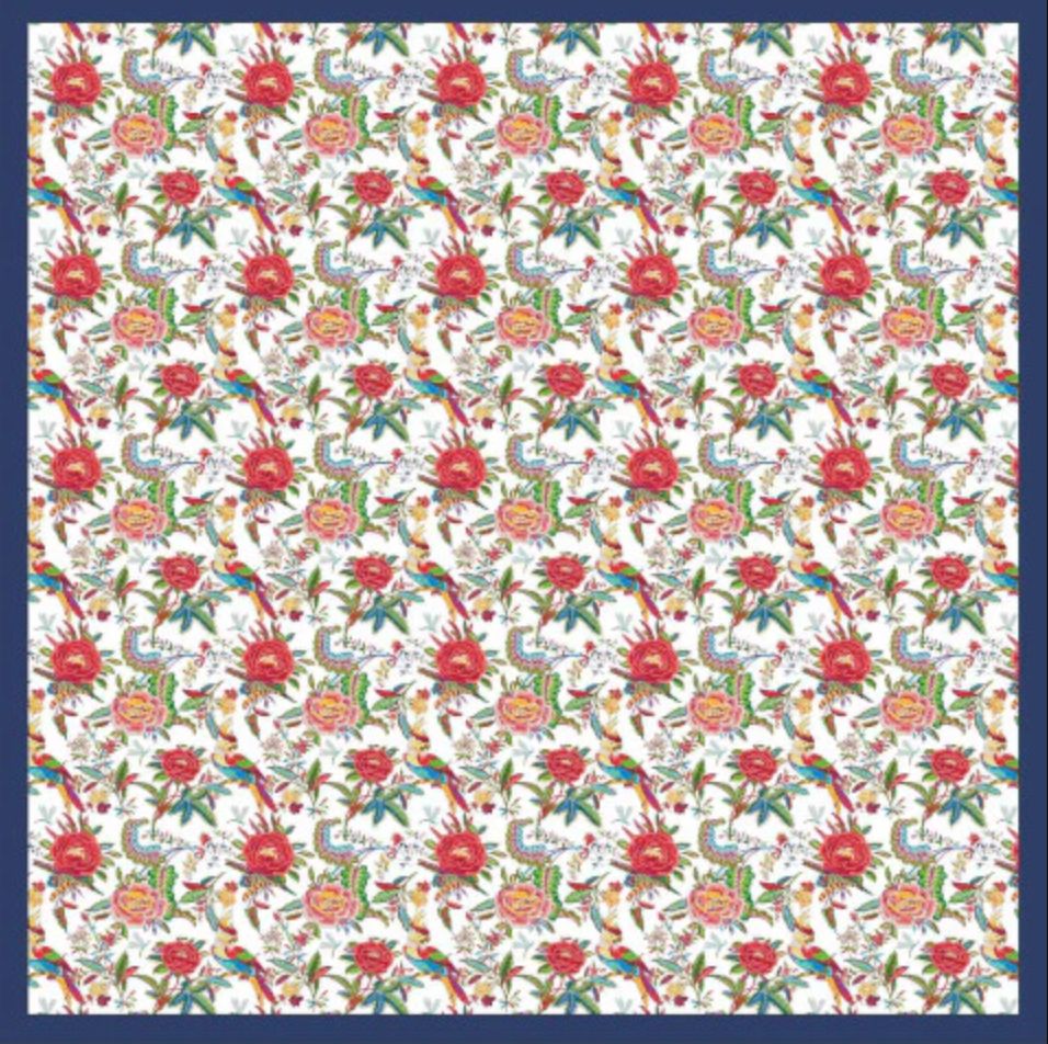 Silk Scarf White Garden Party