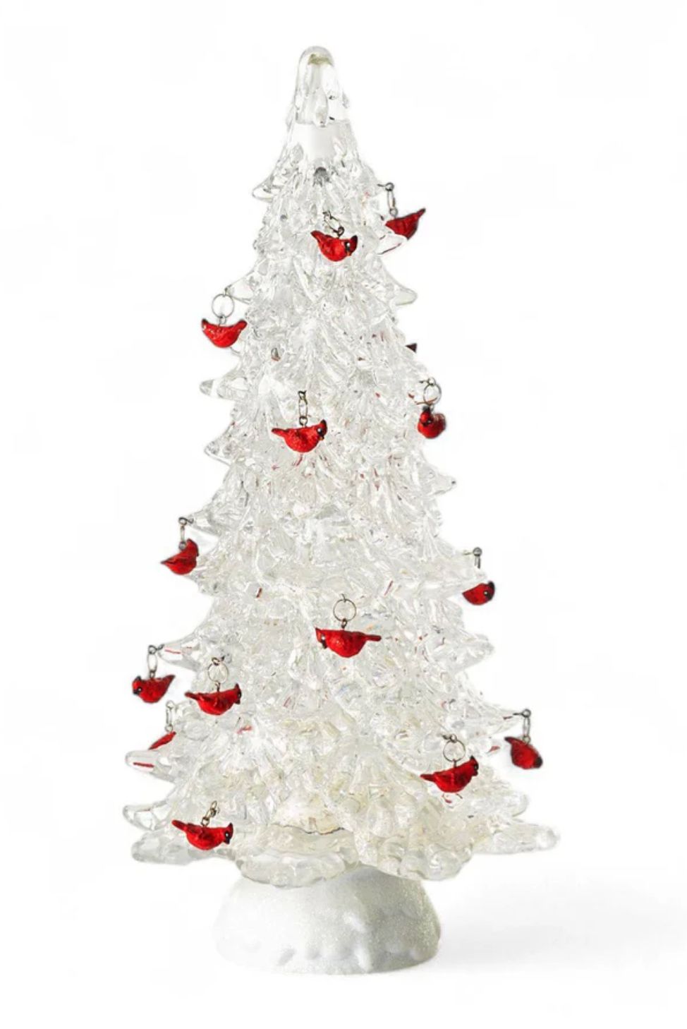 15in Lighted Tree w Cardinal Ornaments