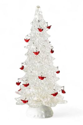 15in Lighted Tree w Cardinal Ornaments