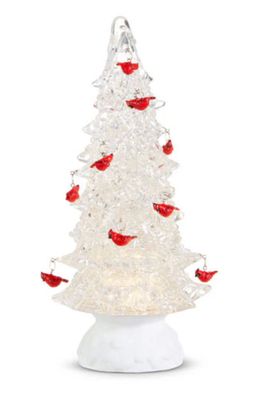 12in Lighted Tree w Cardinal Ornaments