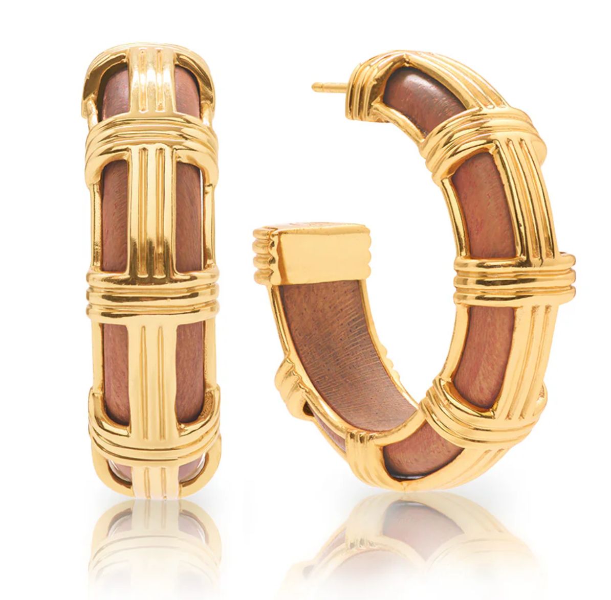 Gaia Cage Teak Hoop Earrings