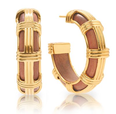 Gaia Cage Teak Hoop Earrings