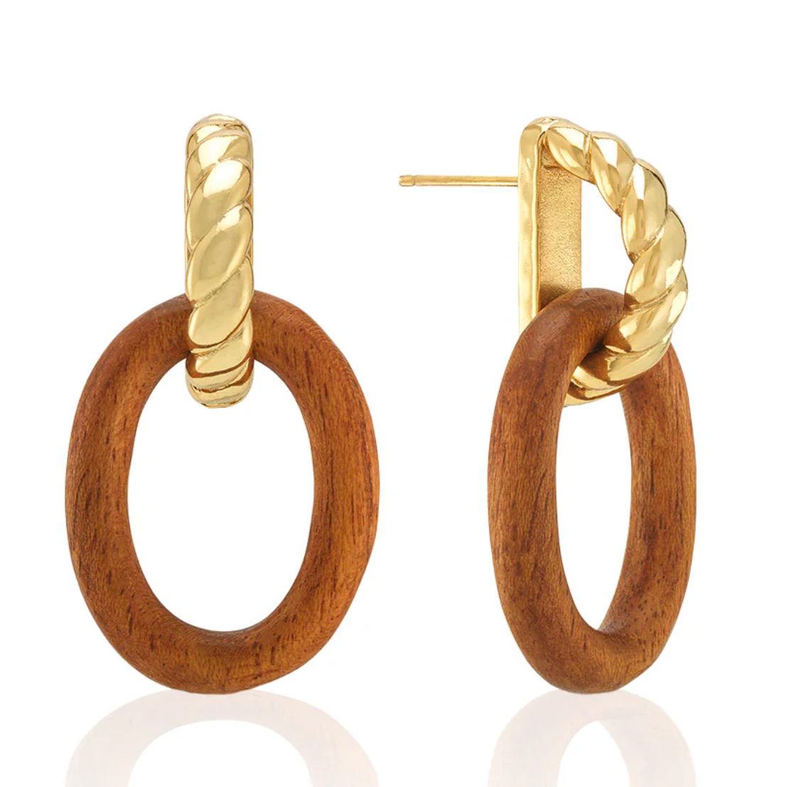 Earth Goddess Teak Link Drop Earrings