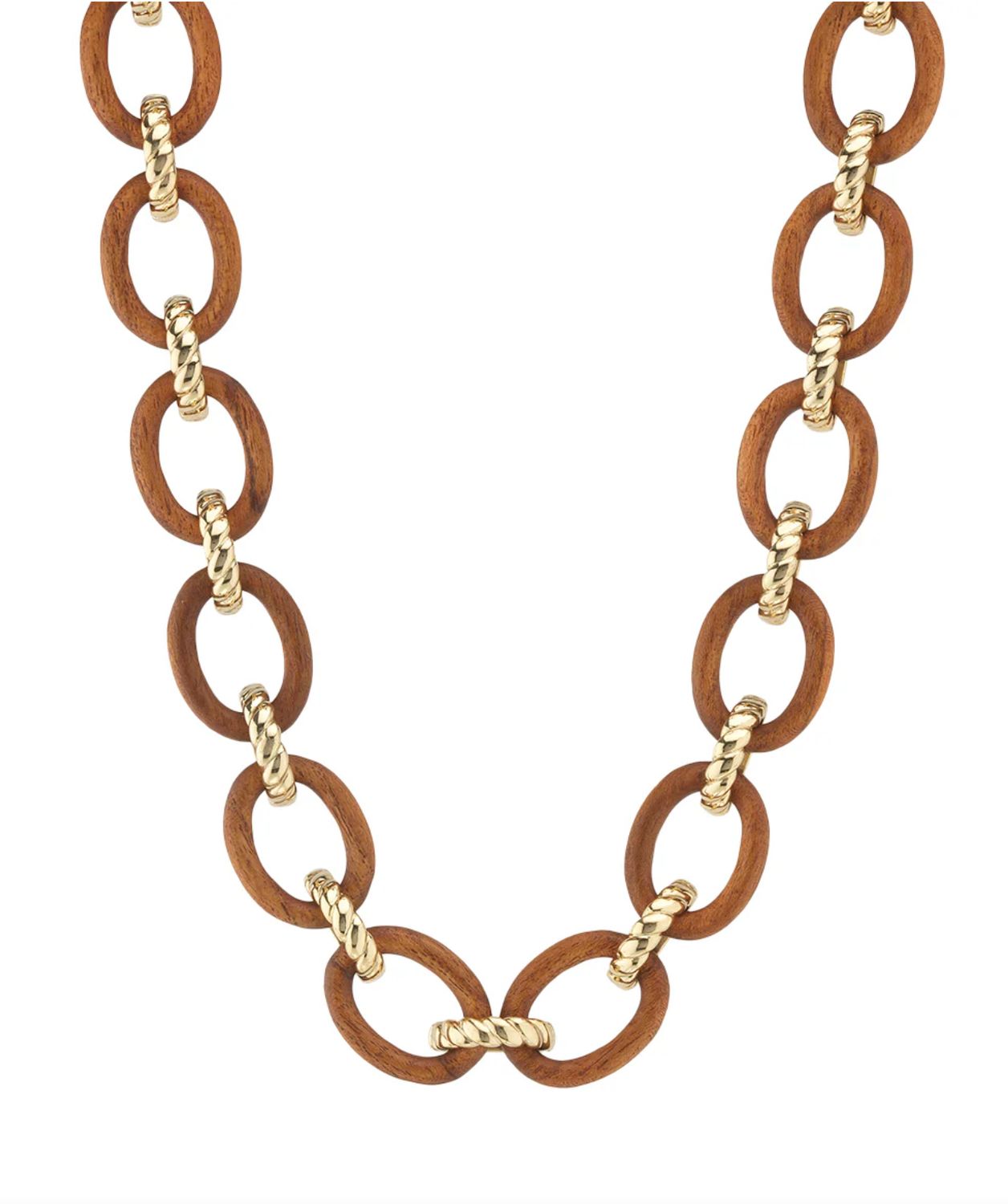 Earth Goddess Teak Link Drop Necklace