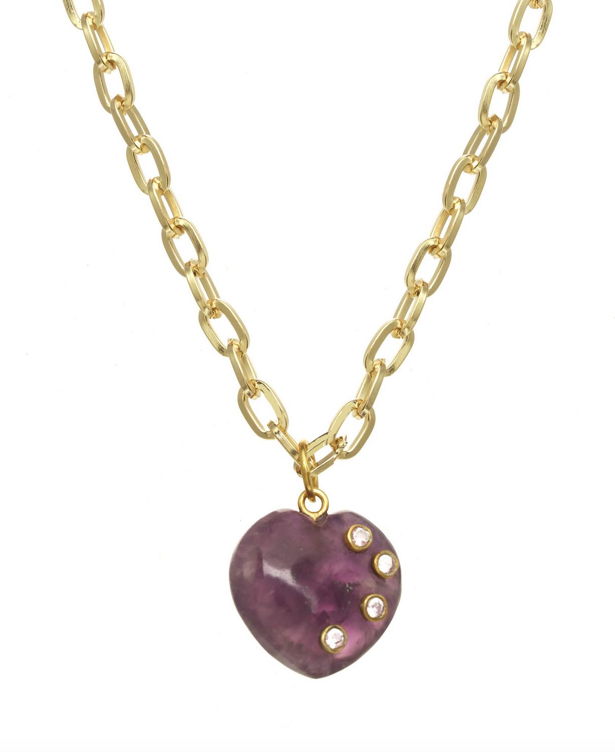 Amethyst Puffy Heart on Rolo Chain GPN85R
