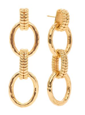 Cleopatra Regal Double Link Gold Earrings