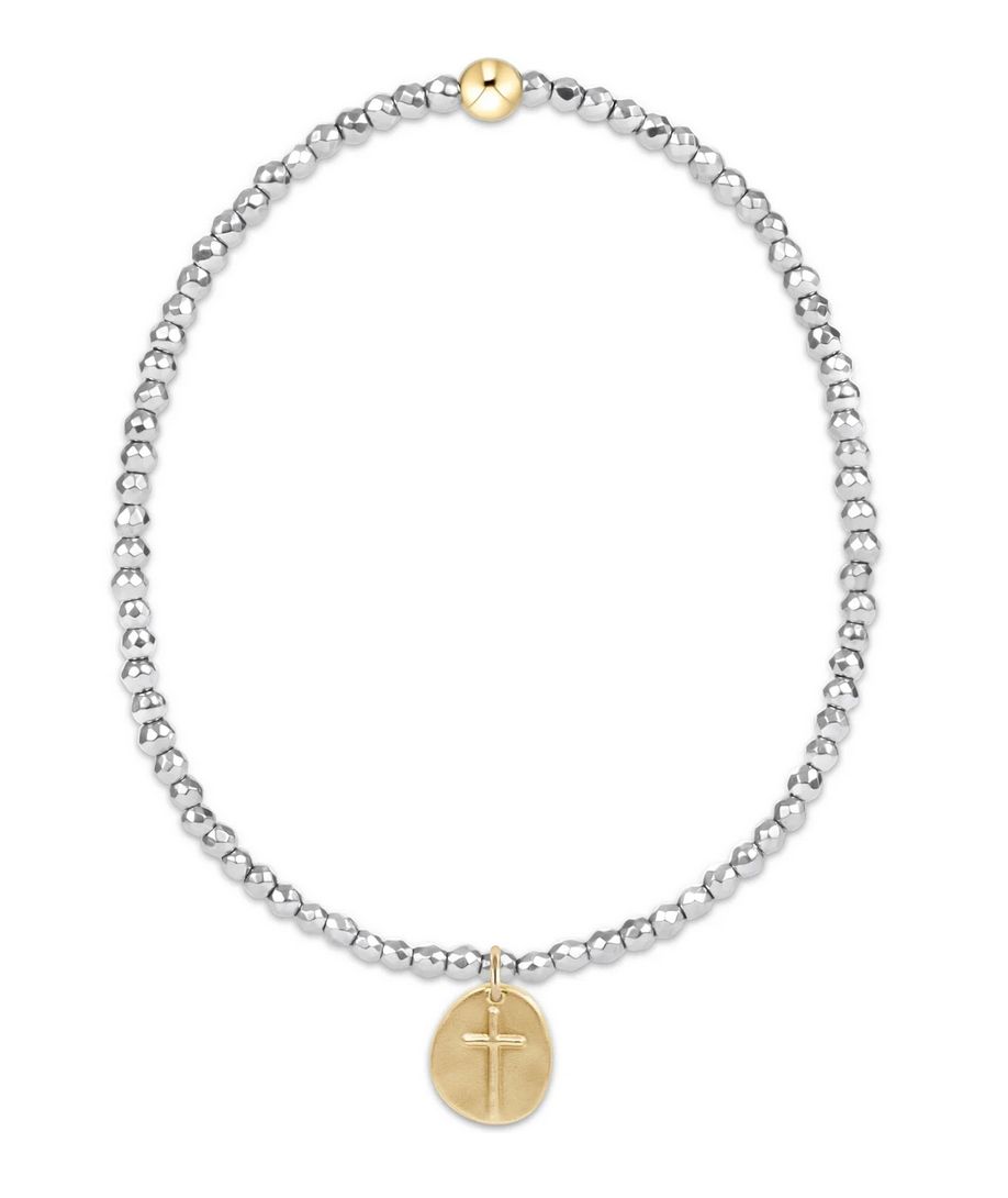 Silver Faceted Hematite 2mm Bracelet Inspire Sm Gold Charm