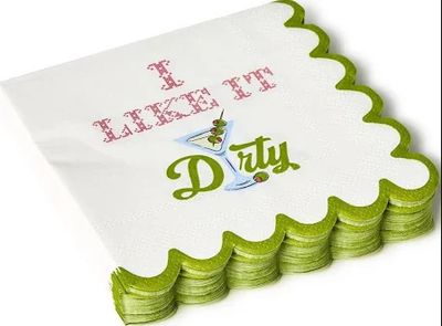 I Like It Dirty Cocktail Napkin w Scalloped Edge