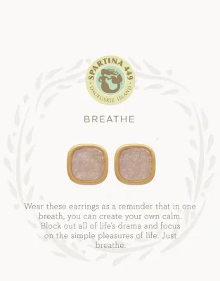 SLV Breathe/Cream Druzy Gold Studs 