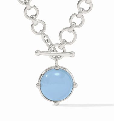Silver Honeybee Demi Necklace Chalcedony Blue
