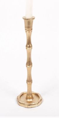 12in Gold Bamboo Candlestick 