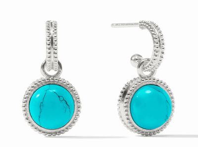 Silver Fleur-de-Lis Hoop &amp; Charm Earring