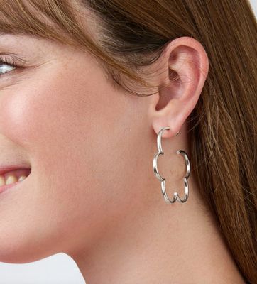 Silver Gardenia Hoop Medium