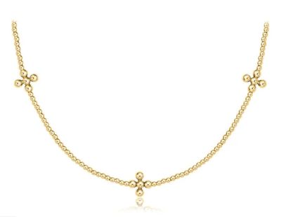 15in Choker Signature Cross Gold 2mm Bead