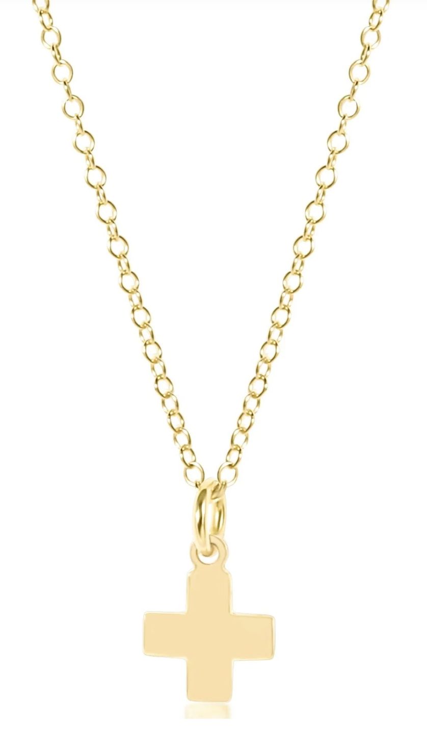 16in Necklace Gold Signature cross gold charm