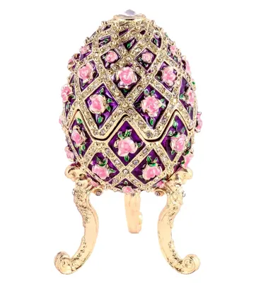 Floral Musical Egg Jeweled Trinket Box