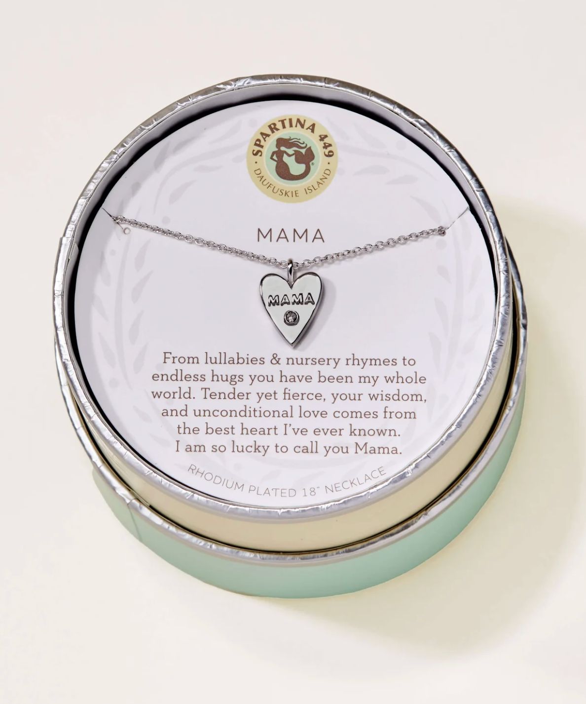 410207 SLV Mama/Heart Necklace Silver