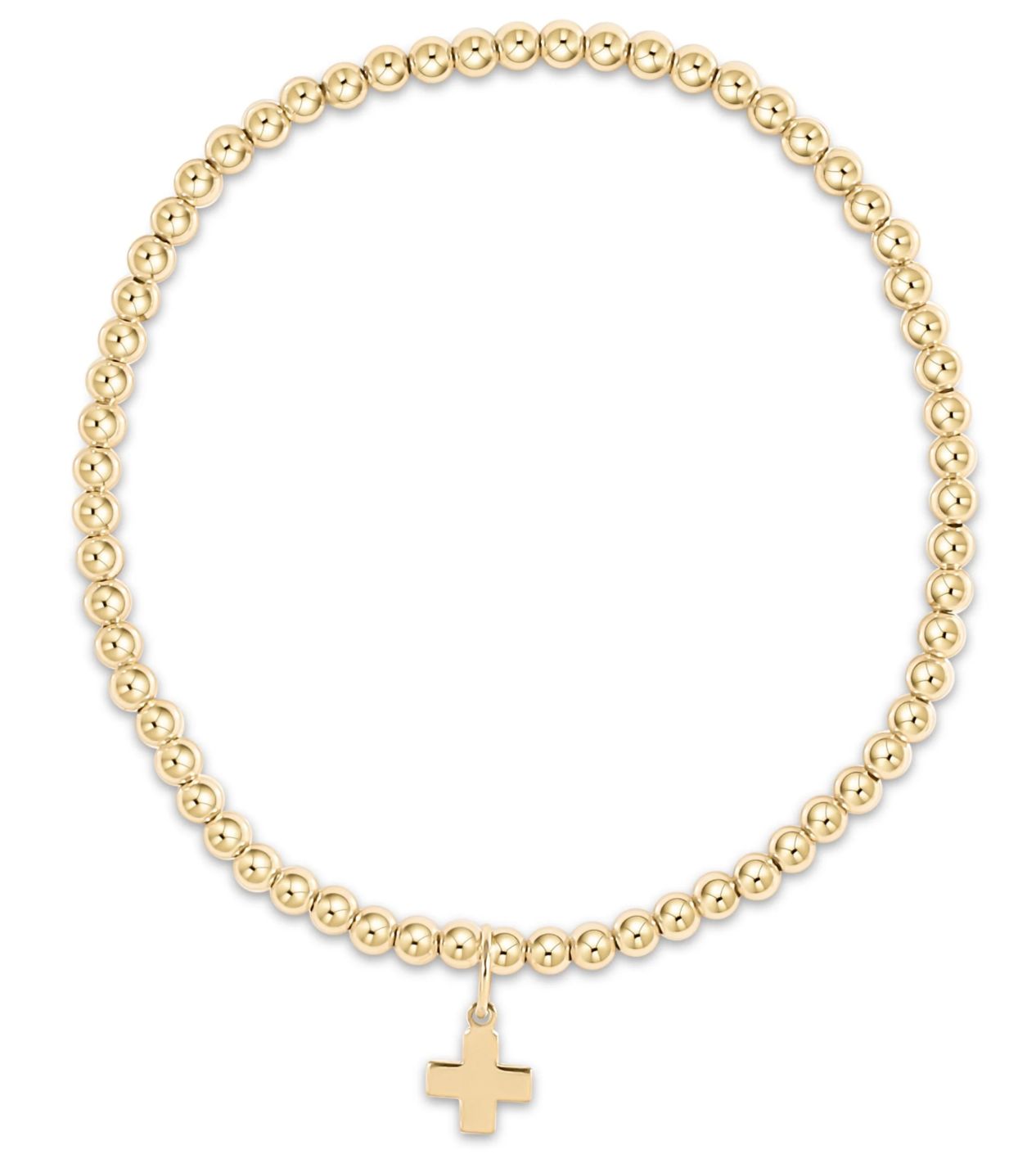 Classic Gold 3mm Bracelet Signature Cross Gold Charm