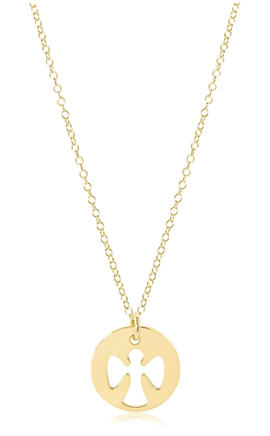 16in Necklace Gold Guardian Angel Gold Disk