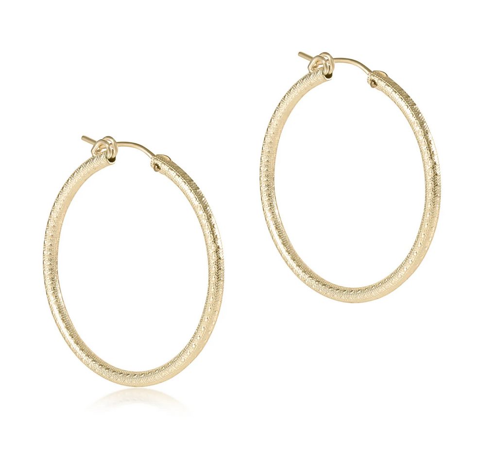 Round Gold 1.25in Hoop Textured