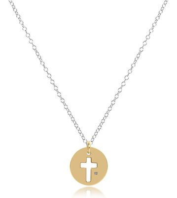 16in Necklace Sterling MM Blessed Gold Disc