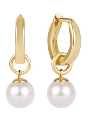 Huggie Gold 0.5in Hoop Classic Pearl 8mm Charm
