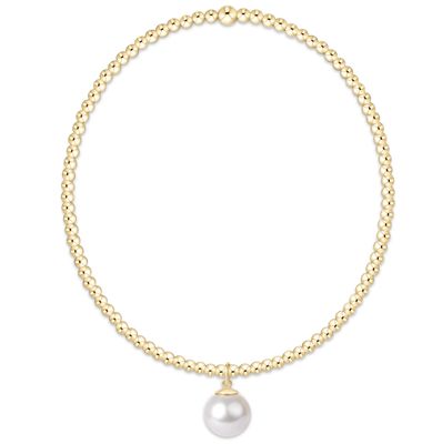 Classic Gold 2mm Classic Pearl 8mm Charm Bracelet