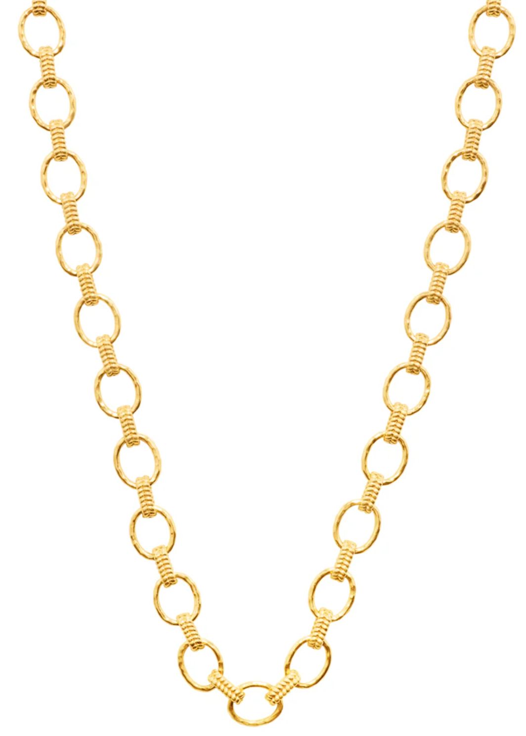 Cleopatra Sm Link Necklace Hammered Gold 16"+2  ZCN06/710
