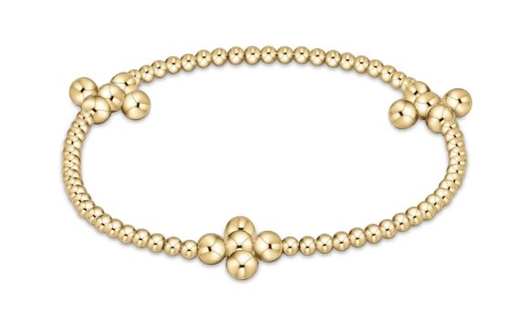 Beaded 4mm Gold Signature Cross 2.5mm Gold Bracelet