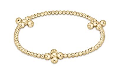 Beaded 4mm Gold Signature Cross 2.5mm Gold Bracelet