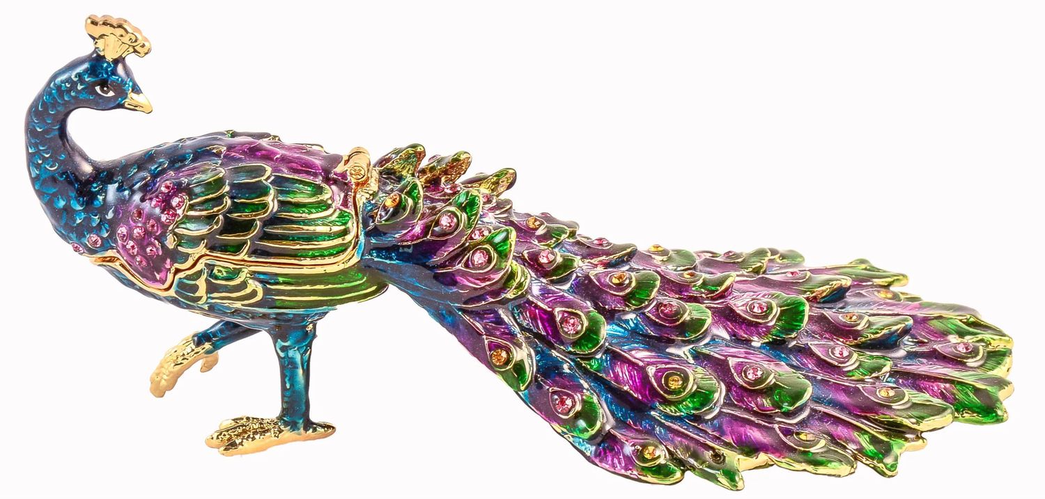 Peacock Multicolored Jeweled Box 1013633B