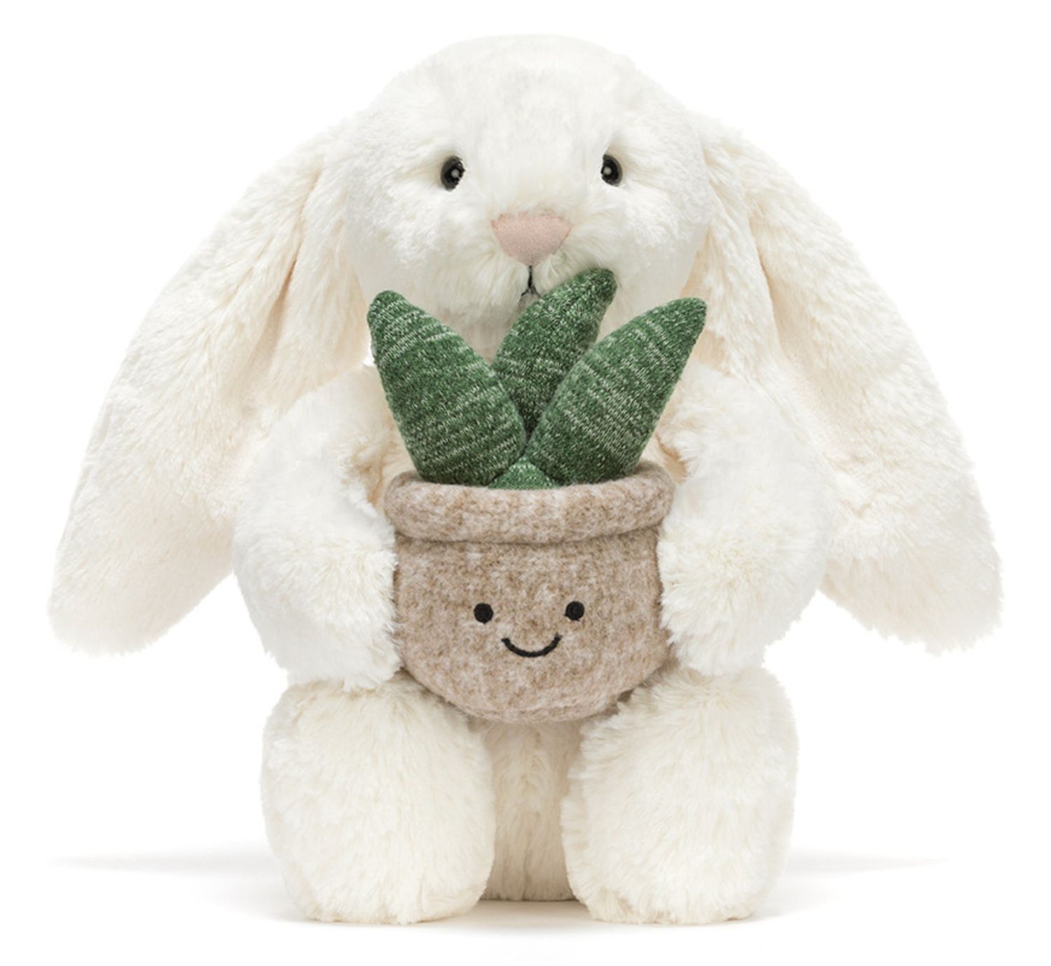 Cream Bunny with Plant