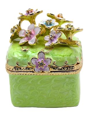 1033076c Lg Square Green Floral Box