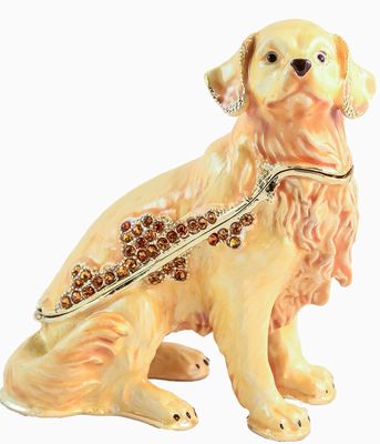 Lg Jeweled Golden Retriever Box
