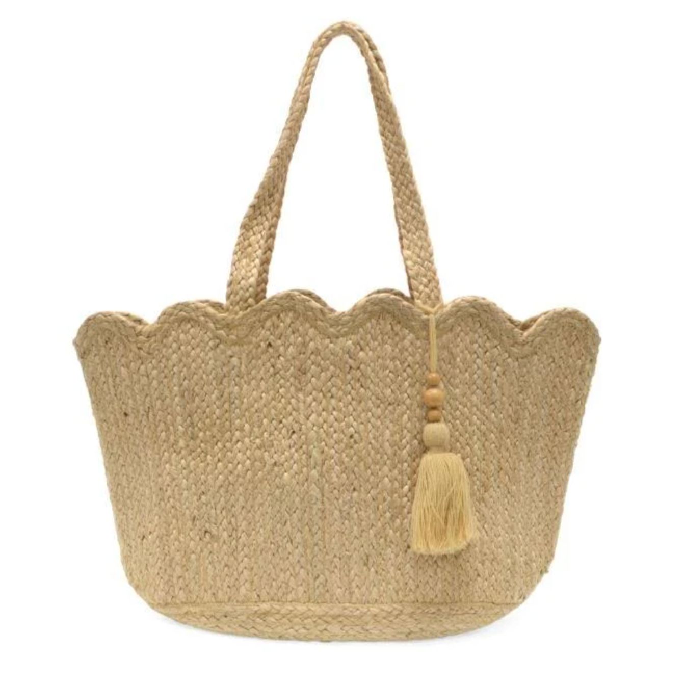 Scalloped Hem Jute Tote